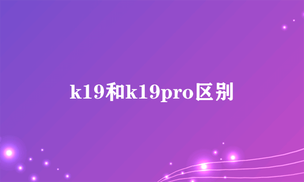 k19和k19pro区别