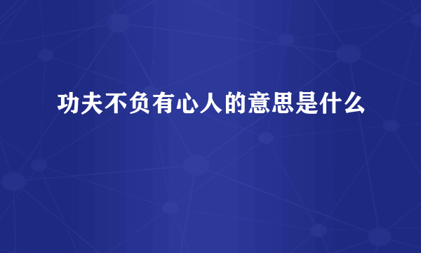 功夫不负有心人的意思是什么