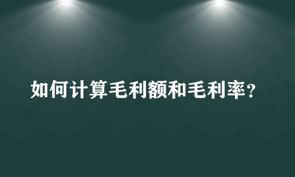 如何计算毛利额和毛利率？