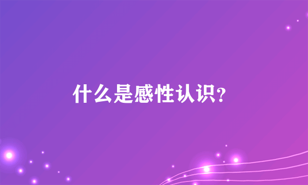 什么是感性认识？