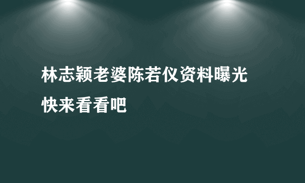 林志颖老婆陈若仪资料曝光 快来看看吧