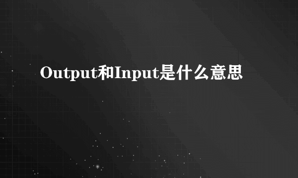 Output和Input是什么意思