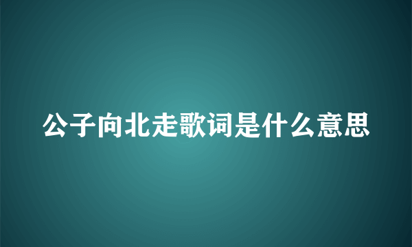 公子向北走歌词是什么意思