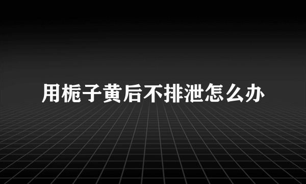 用栀子黄后不排泄怎么办