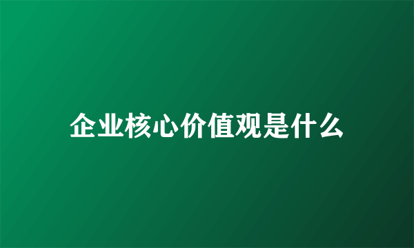 企业核心价值观是什么