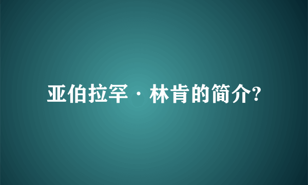 亚伯拉罕·林肯的简介?