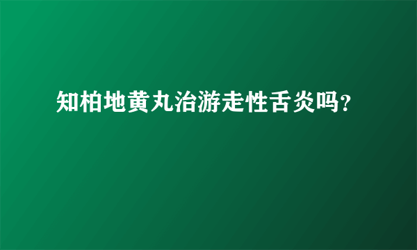 知柏地黄丸治游走性舌炎吗？