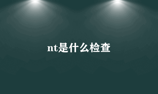 nt是什么检查