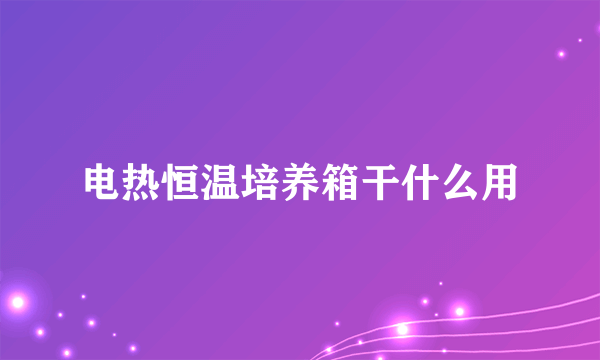 电热恒温培养箱干什么用