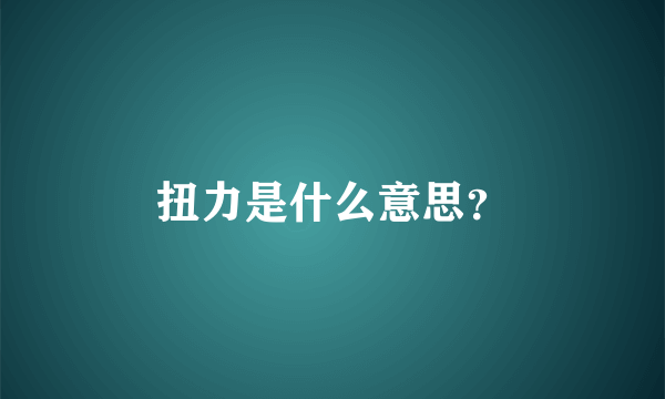 扭力是什么意思？