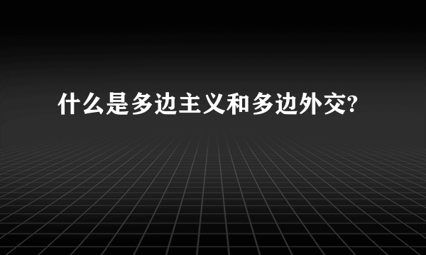 什么是多边主义和多边外交?