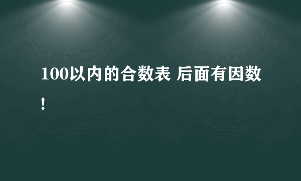 100以内的合数表 后面有因数!