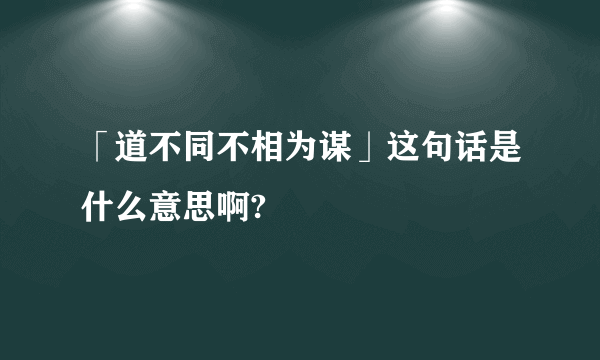 「道不同不相为谋」这句话是什么意思啊?