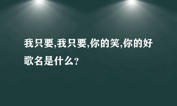 我只要,我只要,你的笑,你的好 歌名是什么？