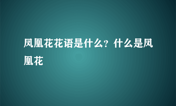 凤凰花花语是什么？什么是凤凰花