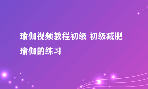 瑜伽视频教程初级 初级减肥瑜伽的练习