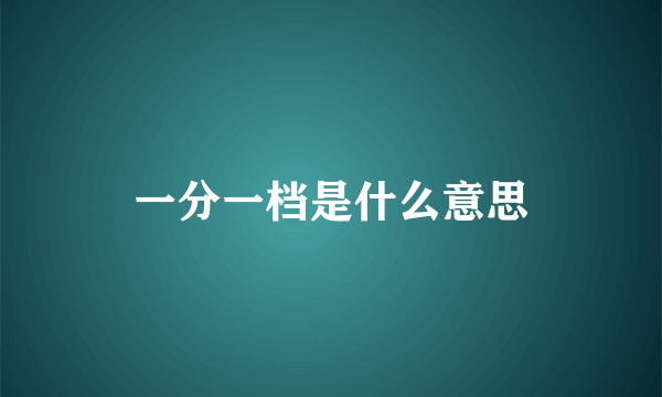 一分一档是什么意思