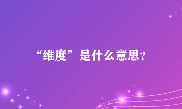 “维度”是什么意思？