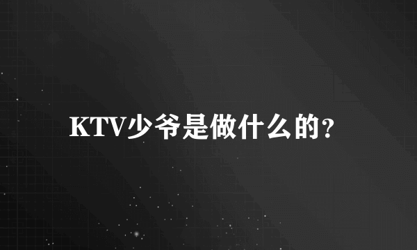 KTV少爷是做什么的？