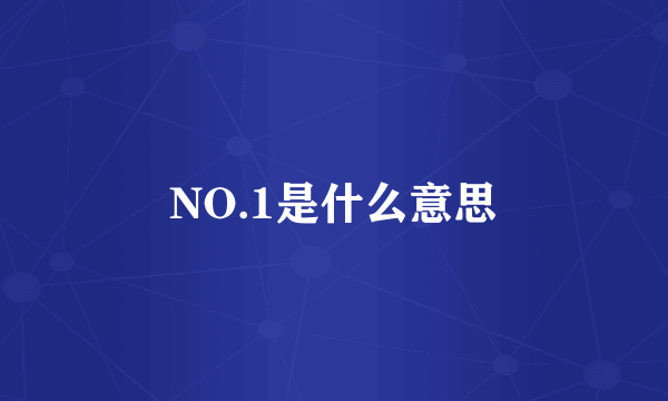 NO.1是什么意思