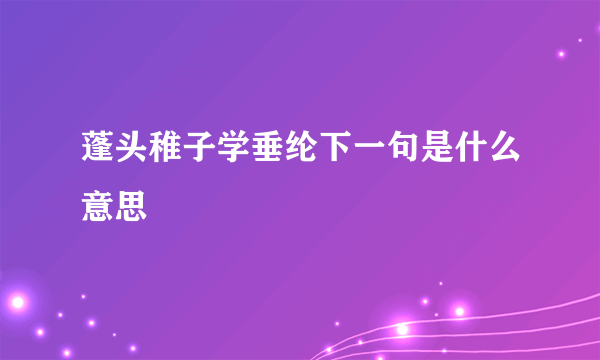 蓬头稚子学垂纶下一句是什么意思