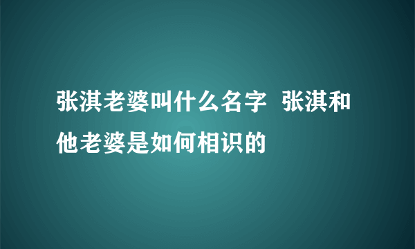 张淇老婆叫什么名字  张淇和他老婆是如何相识的