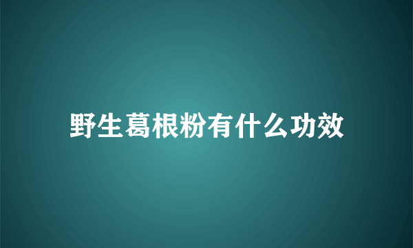 野生葛根粉有什么功效