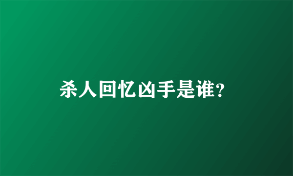 杀人回忆凶手是谁？