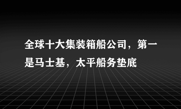 全球十大集装箱船公司，第一是马士基，太平船务垫底