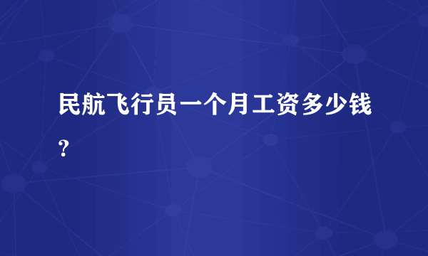 民航飞行员一个月工资多少钱？