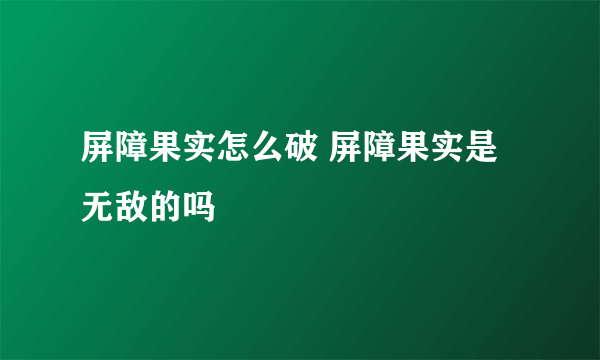 屏障果实怎么破 屏障果实是无敌的吗