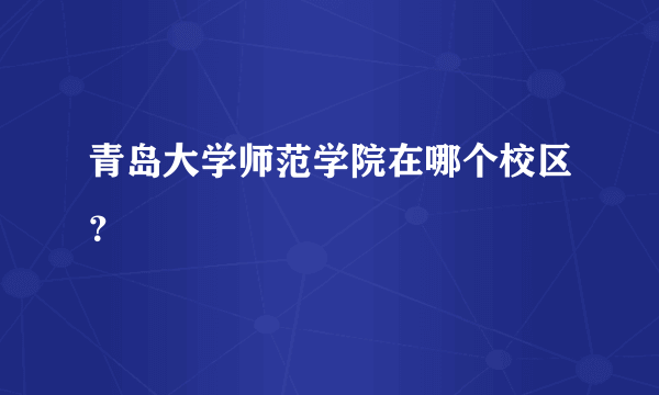 青岛大学师范学院在哪个校区？