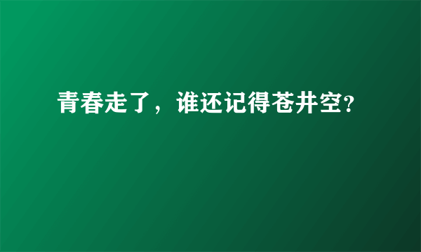 青春走了，谁还记得苍井空？