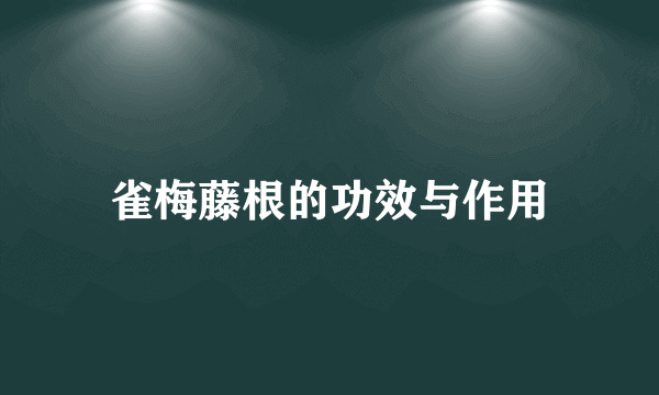 雀梅藤根的功效与作用