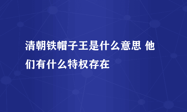 清朝铁帽子王是什么意思 他们有什么特权存在