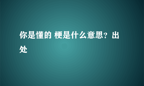 你是懂的 梗是什么意思？出处