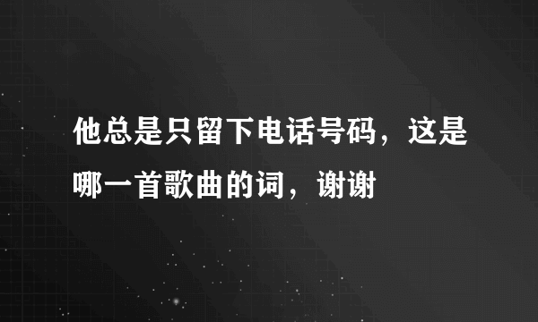 他总是只留下电话号码，这是哪一首歌曲的词，谢谢