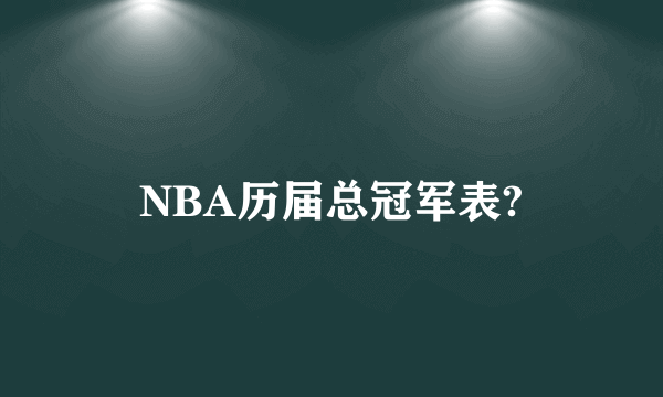 NBA历届总冠军表?