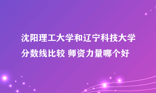 沈阳理工大学和辽宁科技大学分数线比较 师资力量哪个好