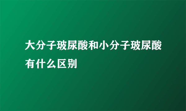 大分子玻尿酸和小分子玻尿酸有什么区别