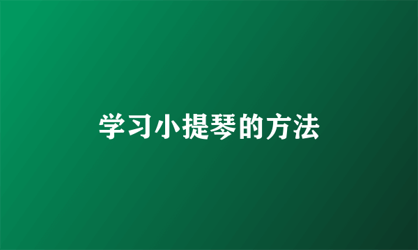 学习小提琴的方法