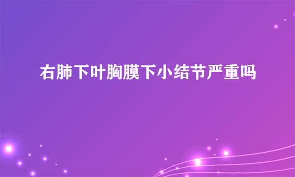 右肺下叶胸膜下小结节严重吗