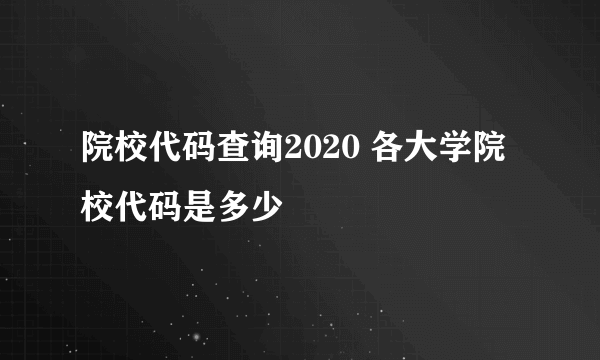 院校代码查询2020 各大学院校代码是多少