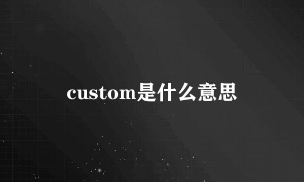 custom是什么意思