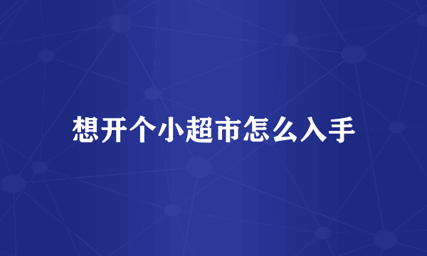 想开个小超市怎么入手