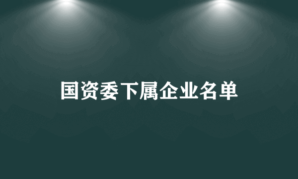 国资委下属企业名单