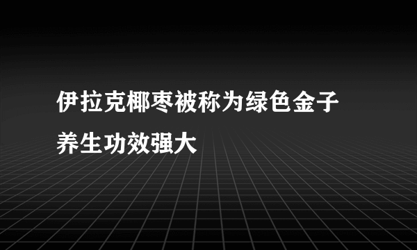 伊拉克椰枣被称为绿色金子 养生功效强大