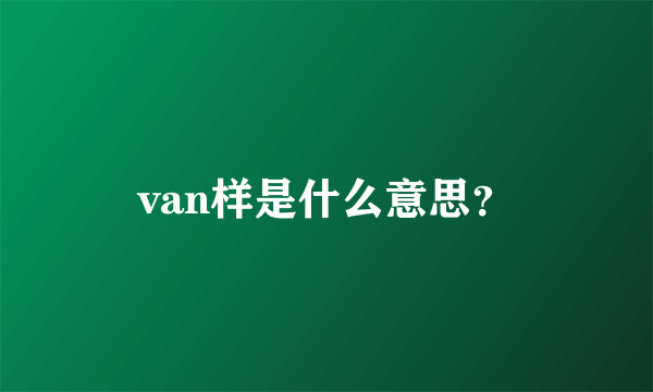 van样是什么意思？