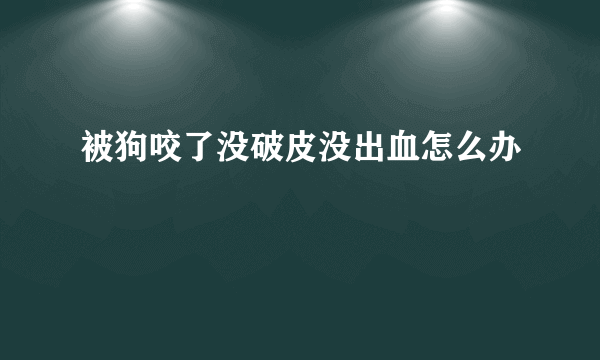 被狗咬了没破皮没出血怎么办