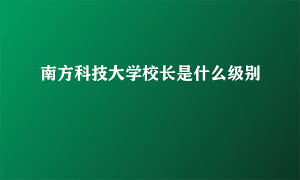 南方科技大学校长是什么级别